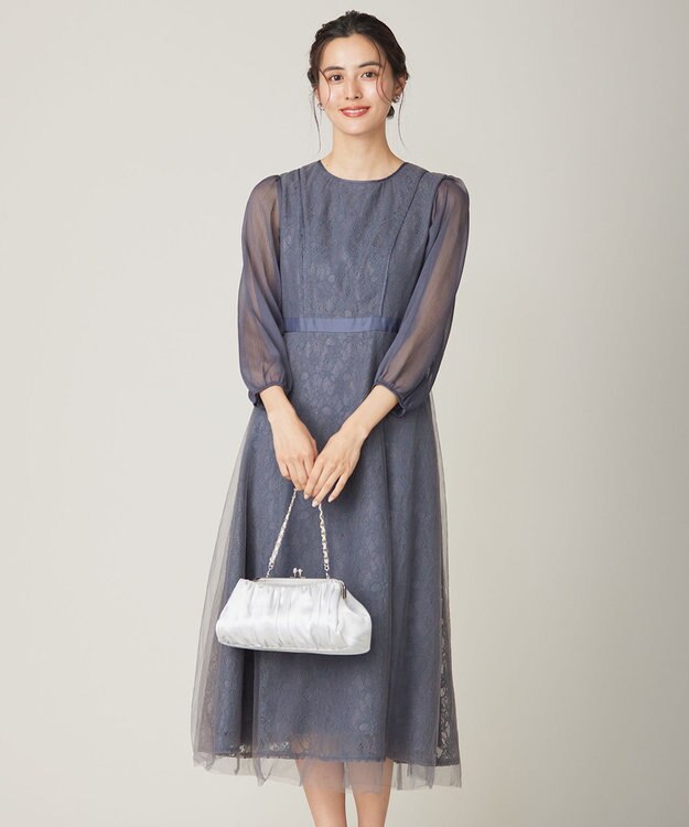 ANY SIS 【Lily calin】シアーレースクラシック ドレス スモーキーブルー
