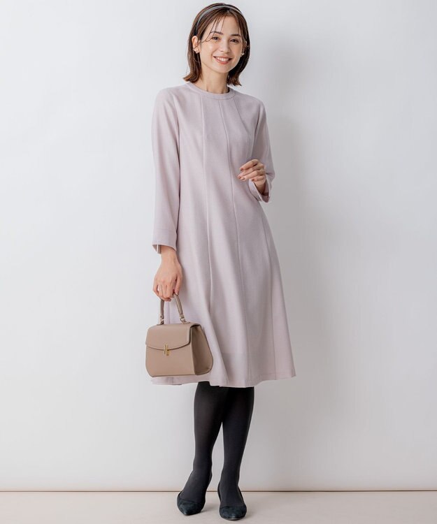 組曲 【WEB限定】ウールジョーゼット フレアワンピース ローズ系