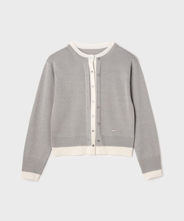 GRACE CONTINENTAL レイヤード風ニットカーディガン グレー