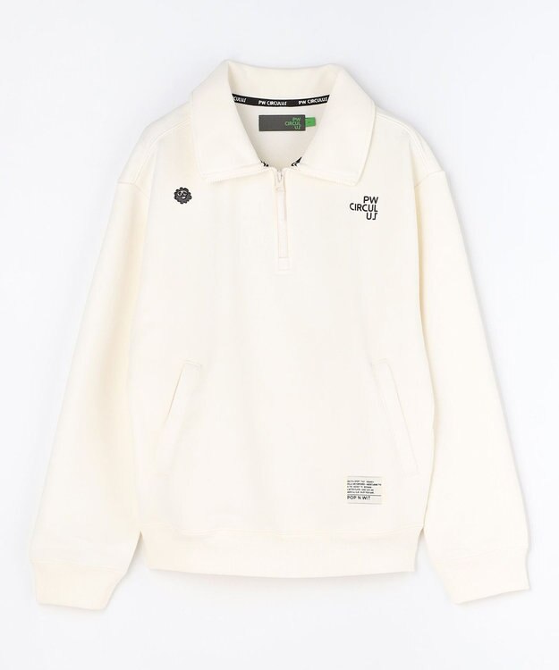 PW CIRCULUS 【WOMEN】ハーフジップ 裏毛スウェットトップス ゴルフウェア レディース アイボリー系