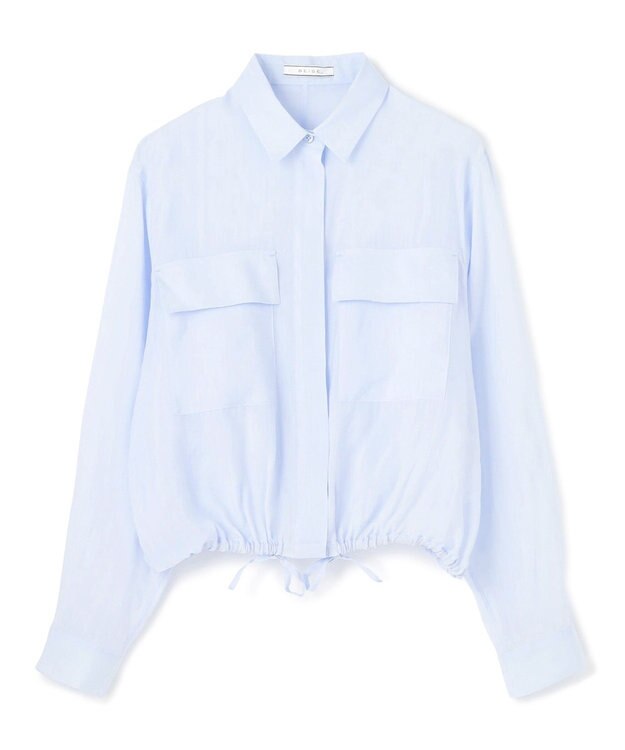 BEIGE， 【洗える・Precious 6月号掲載】PAULINE / ビックポケットドロストリネンブラウス Sax