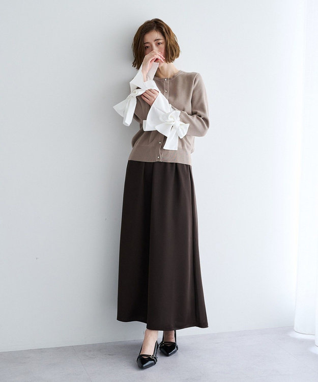 YECCA VECCA サテンフレアスカート Brown