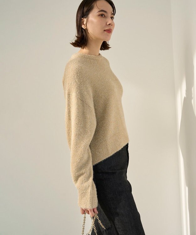 UNFILO L ラメシャギー  ニット ベージュ