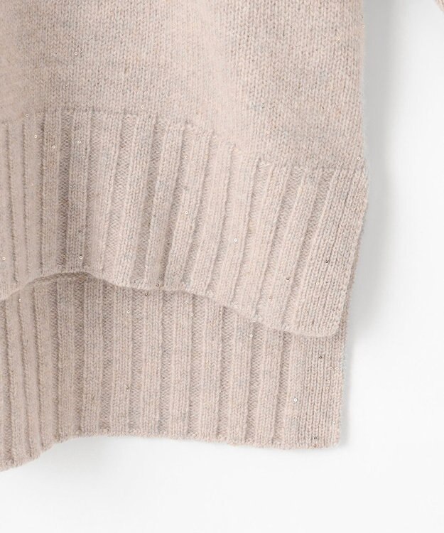 自由区 ウールカシミヤブレンドスパンコールハイネック ニット ベージュ