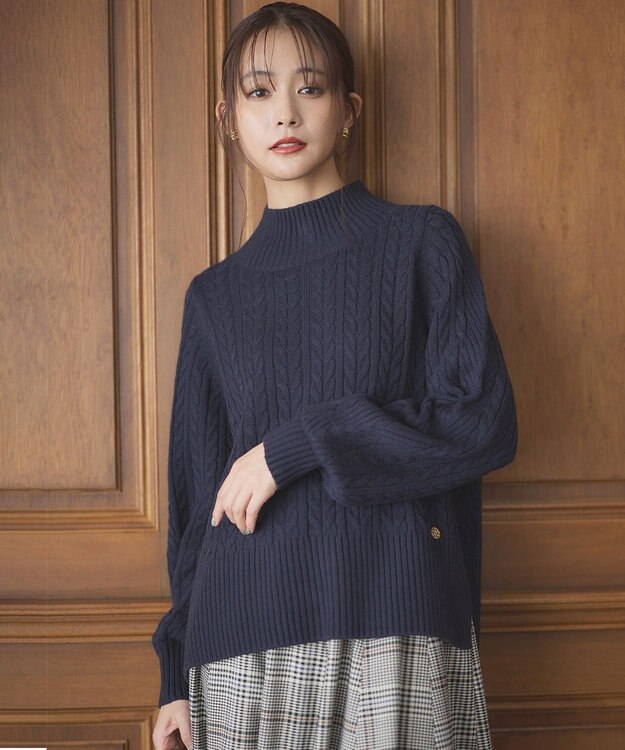 組曲 バルキーケーブル ニット ネイビー系