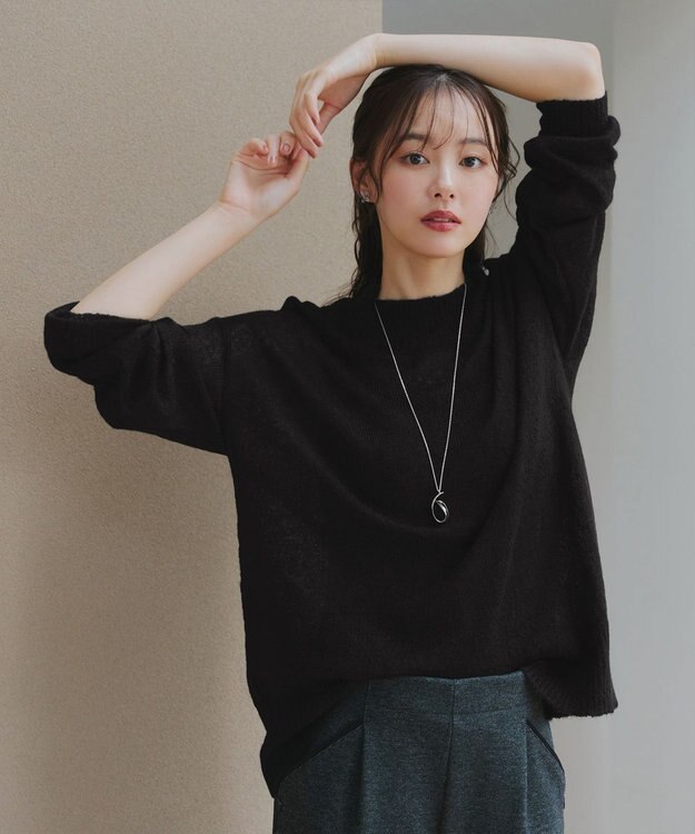 Tiaclasse 【洗える】シアープルオーバーニット ブラック