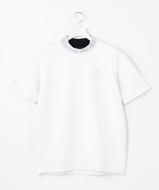 23区GOLF 【MEN】【吸水速乾・UVケア】衿ロゴ モックネックシャツ ホワイト系