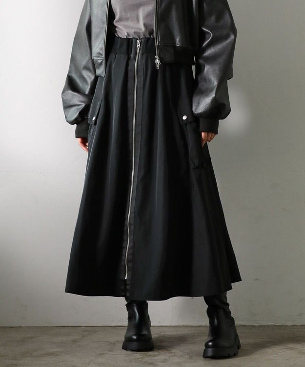 Green Parks ・ＳＵＧＡＲ　ＳＰＯＯＮ　ミリタリーフレアスカート Black