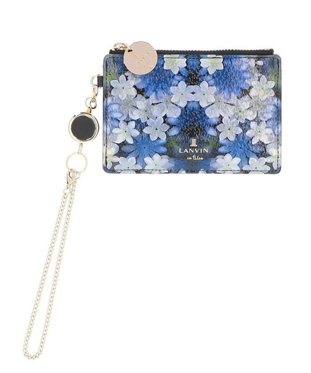 LANVIN en Bleu ブルフルール リール付ファスナーパスケース