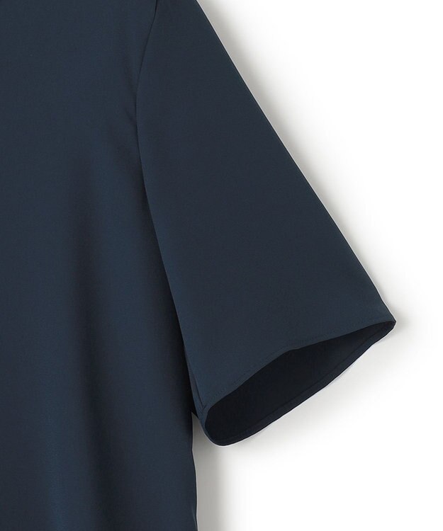 ICB 【洗える】ソフトジョーゼット Vネックブラウス ネイビー系