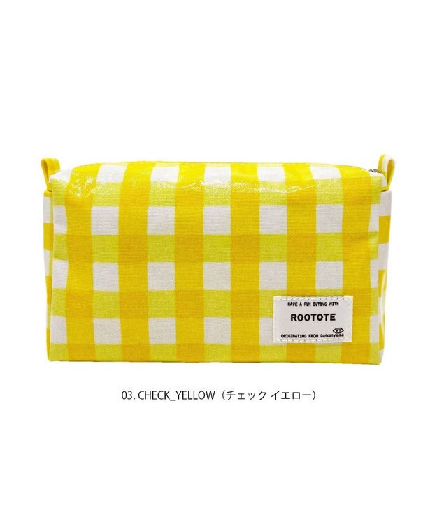 ROOTOTE 1031【ポーチ】WR.ポーチ.ラミネート-Q 03：チェック・イエロー