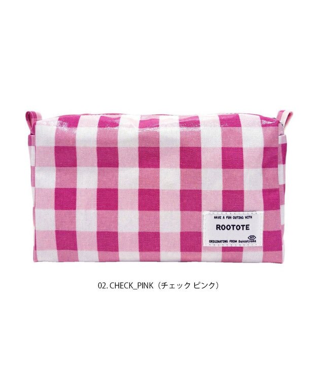 ROOTOTE 1031【ポーチ】WR.ポーチ.ラミネート-Q 02：チェック・ピンク