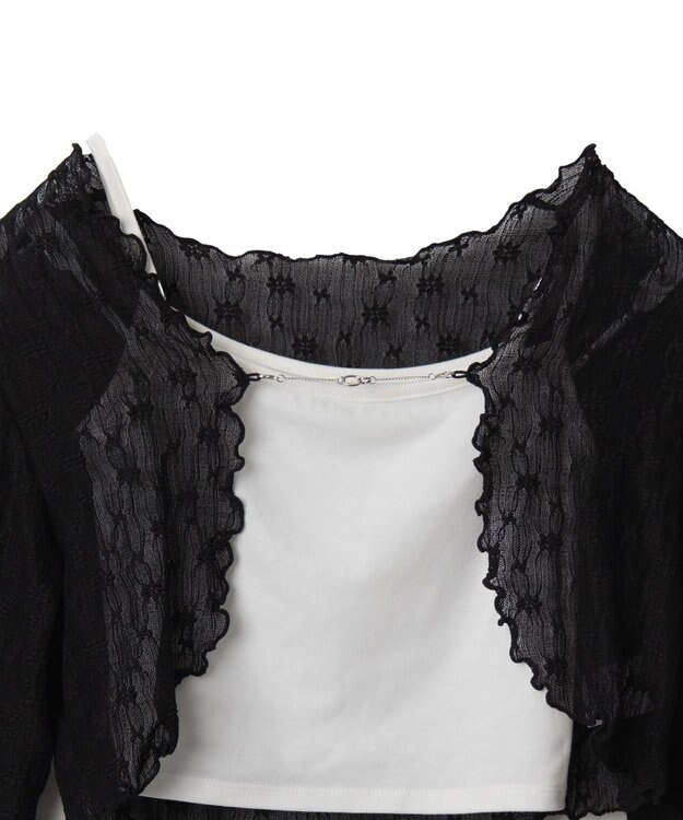 WEGO 【２点セット】アンサンブルレースカーデ ブラック