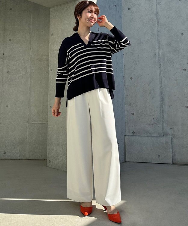 UNFILO マイビューティ スキッパーニット ネイビー×アイボリー