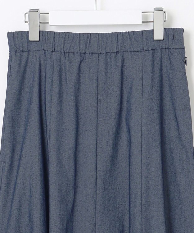自由区 L 【カタログ掲載・セットアップ対応・洗える】ドレープツイル スカート ネイビーシャンブレー