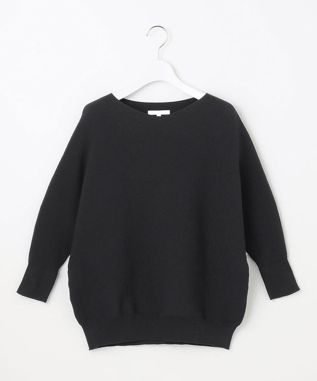 自由区 S 【WEB限定・洗える】コットンストレッチホールガーメントドルマン ニット ネイビー系