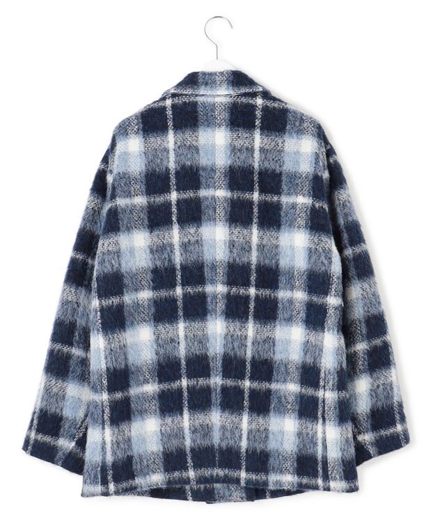 23区 L 【一部店舗限定】アルパカシャギーチェック コート ブルーチェック