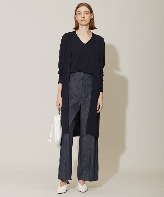 ICB L 【WEB限定カラーあり・接触冷感・UVケア・洗える】 シンセティックハイゲージ ロングカーディガン ネイビー系