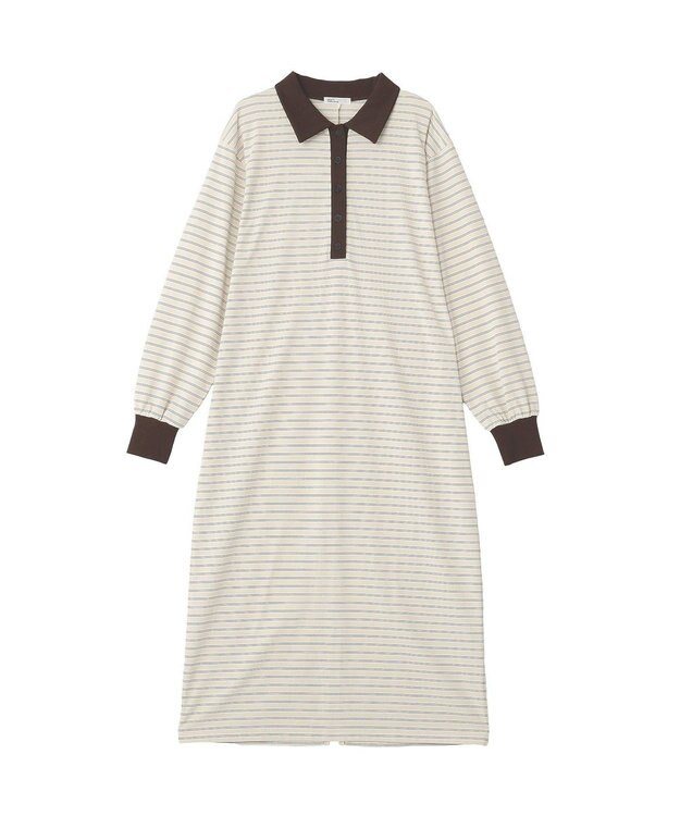 CRAFT STANDARD BOUTIQUE ポロ衿ボーダーワンピース Ivory