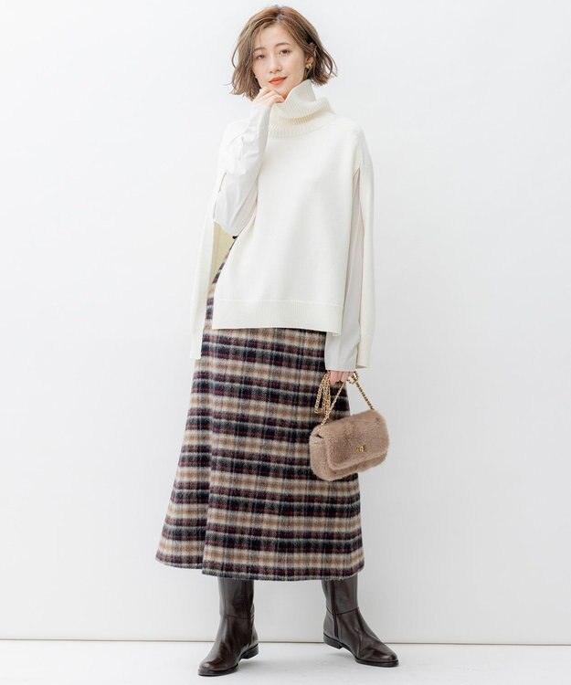 23区 【洗える】ニット ポンチョ アイボリー系