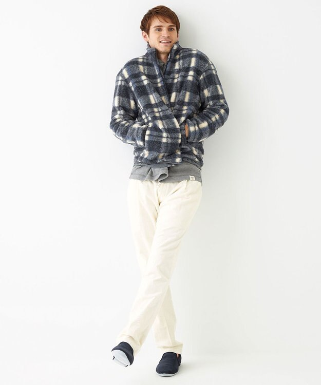 JOSEPH ABBOUD MOUNTAIN 【SPACE／UNISEX】ボアチェック ブルゾン ダルブルー系4