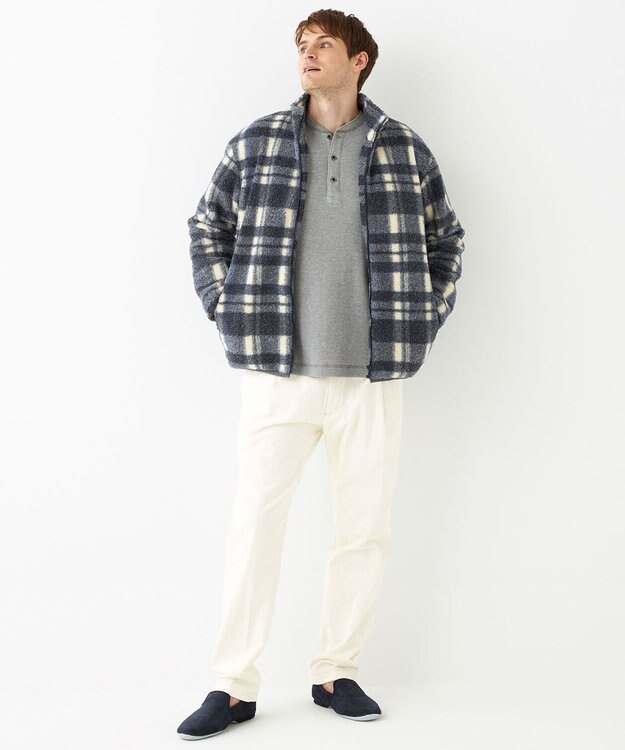 JOSEPH ABBOUD MOUNTAIN 【SPACE／UNISEX】ボアチェック ブルゾン ダルブルー系4