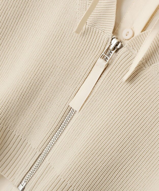 YECCA VECCA ZIPニットレイヤードフーディーシャツ Light Beige