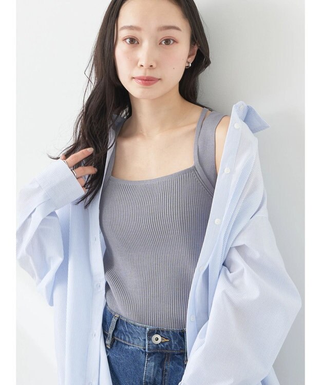 earth music&ecology レイヤードニットタンクトップ Blue