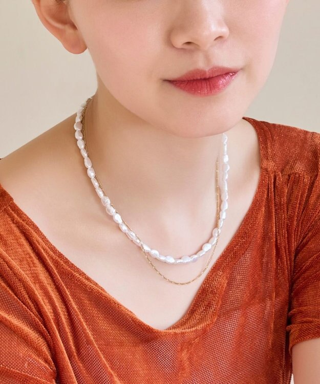 Phoebe 【限定セット】クラシカルパール×チェーン2連ネックレス×ドレッシングパールイヤーカフ ホワイト