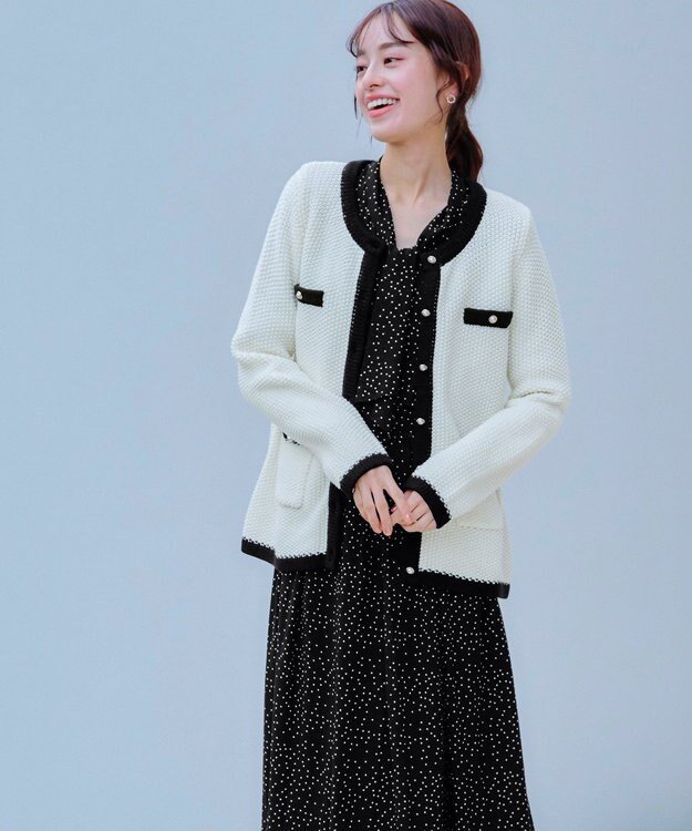 Tiaclasse 【洗える】プリントボウタイ柄ワンピース ブラックドット