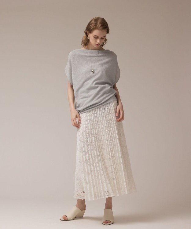 GRACE CONTINENTAL ラメドレープカットトップ シルバー