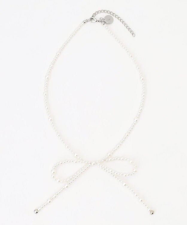 組曲 KIDS 【Fサイズ】パールリボン ネックレス オフホワイト