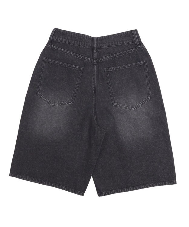 WEGO 【紐で調節可能】スーパーバギーデニムショーツ デニムブラック