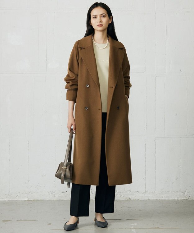 自由区 L 【SHIHOさん着用】Super100sライトビーバーロング コート キャメル