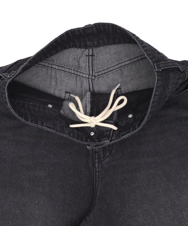 WEGO 【紐で調節可能】スーパーバギーデニムショーツ デニムブラック
