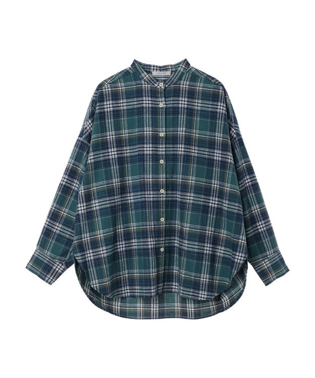 CRAFT STANDARD BOUTIQUE チェックバンドカラーサークルブラウス Green