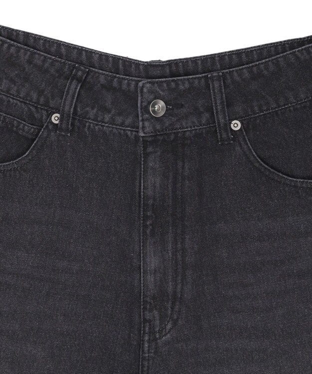 WEGO 【紐で調節可能】スーパーバギーデニムショーツ デニムブラック