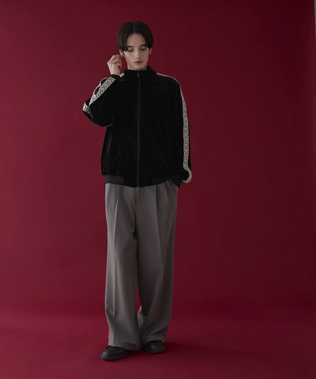 WEGO ベロアライントラックジャケット ブラック