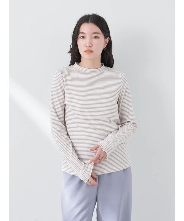 earth music&ecology マイクロボーダーリブプルオーバー Cream