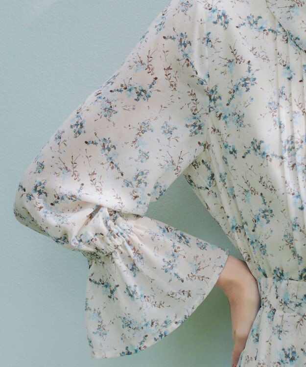 Tiaclasse 【洗える】プリントボウタイ柄ワンピース アイボリー