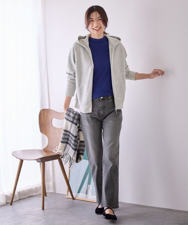 ANY ダブルジップパーカー トップグレーラメ