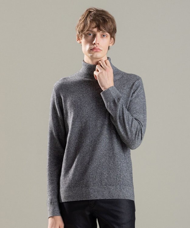 JOSEPH HOMME ピュアカシミヤ　タートルネックニット ライトグレー系