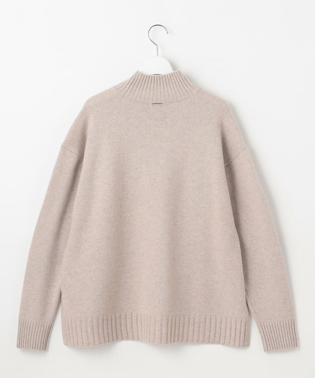 自由区 ウールカシミヤブレンドスパンコールハイネック ニット ベージュ