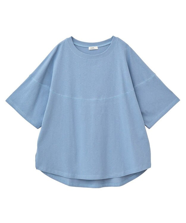 earth music&ecology ドルマンバックプリントＴｅｅ Blue