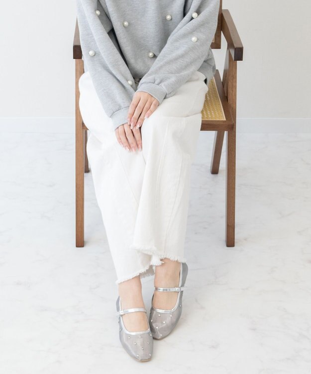 Bridget Birkin 【Bridget Birkin】ドットビジューチュールフラットシューズ シルバー雑材