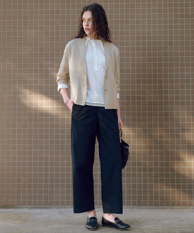 J.PRESS LADIES Cotton Acetate ニット ジャケット ベージュ系