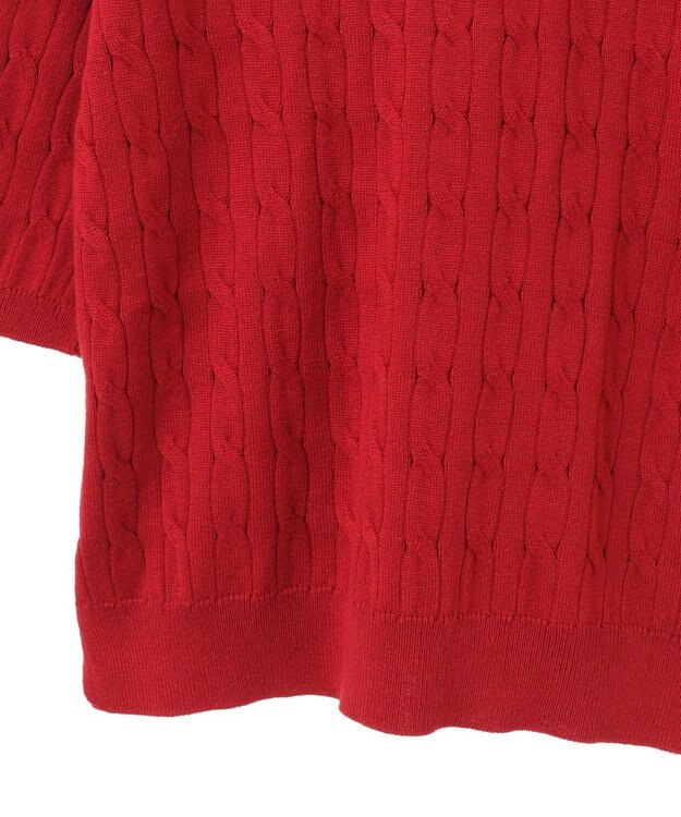 AMERICAN HOLIC ケーブル５分袖ニットプルオーバー Red