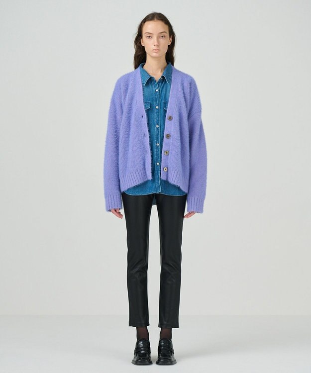 GRACE CONTINENTAL フェザールーズニットカーディガン ラベンダー