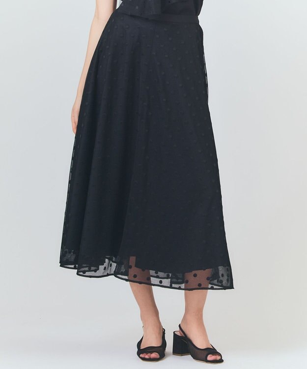 GRACE CONTINENTAL ドットembチュールスカート ブラック