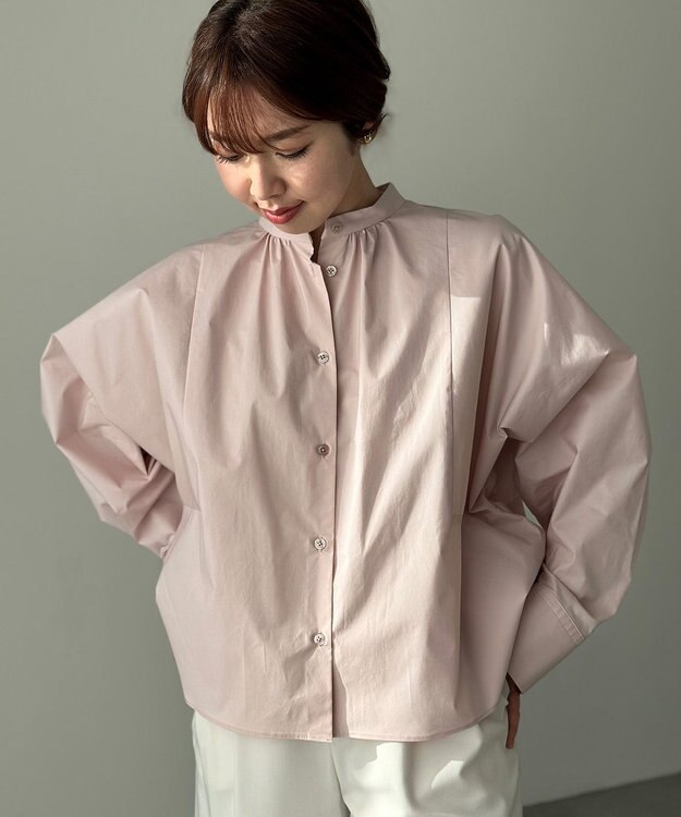 UNFILO 【新色追加】ギャザーワイドシャツ ピンク